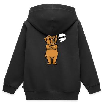 Sturer Norfolk Terrier - Kinder Premium Organic Zip Hoodie - Schwarz - Hinten - AI Model Kid Male (0cm)