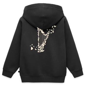 Harpe et harpe harpe harpistes - Sweat Premium à capuche zippé enfant bio - noir - Dos - AI Model Kid Male (0cm)