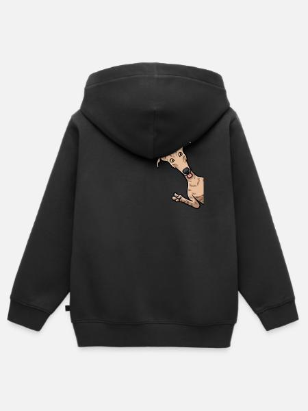 Galgo espanol chien à vélo - Premium børne zip-hættetrøje økologisk - sort