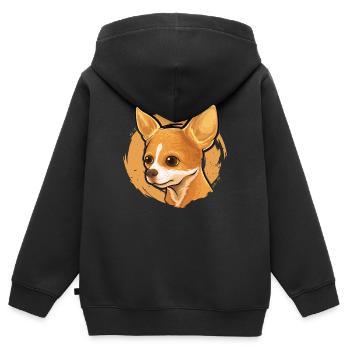 Vierbeiner Wauwau Rüde Hundebesitzer Chihuahua - Kinder Premium Organic Zip Hoodie - Schwarz - Hinten - AI Model Kid Male (0cm)
