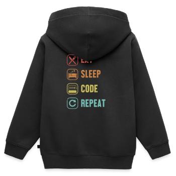 Eat Sleep Code Repeat Full Stack Coder Software - Kids Premium Organic Zip-up Hoodie - black - Back - AI Model Kid Male (0cm)