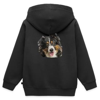 Vierbeiner Wauwau Rüde Australian Shepherd Hund - Kinder Premium Organic Zip Hoodie - Schwarz - Hinten - AI Model Kid Male (0cm)