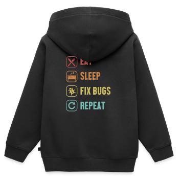 Eat Sleep Fix Bugs Repeat Developer Coder - Kinder Premium Organic Zip Hoodie - Schwarz - Hinten - AI Model Kid Male (0cm)