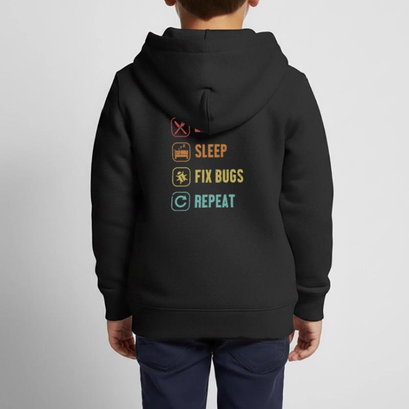 Eat Sleep Fix Bugs Repeat Developer Coder Kinder Premium Organic Zip Hoodie