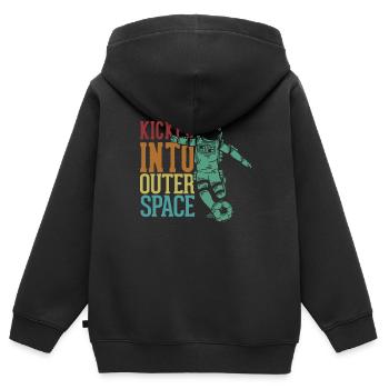 Kicked Into Outer Space Futbol Fußball Goal - Kids Premium Organic Zip-up Hoodie - black - Back - AI Model Kid Male (0cm)