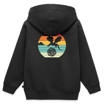 PnP RPG Jeu de rôle Tabletop Maître de jeu Pen - Sweat Premium à capuche zippé enfant bio - noir - Dos - AI Model Kid Male (0cm)