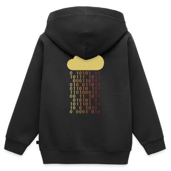 Cloud Bit Informaticien Admin Exploitation - Sweat Premium à capuche zippé enfant bio - noir - Dos - AI Model Kid Male (0cm)