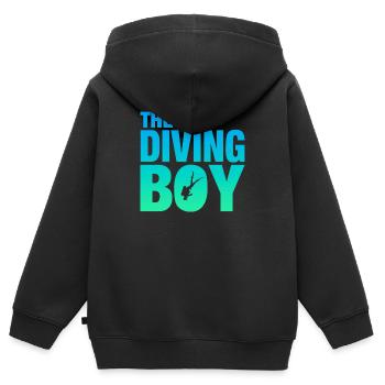 The Diving Boy, Tauchen, Diving - Kinder Premium Organic Zip Hoodie - Schwarz - Hinten - AI Model Kid Male (0cm)