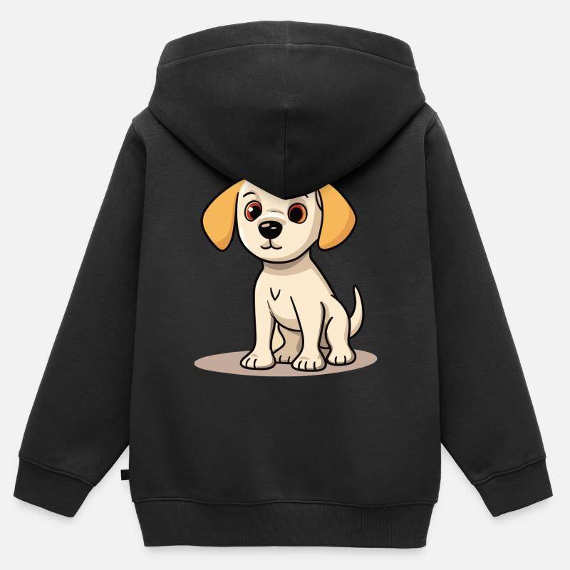 Conception de chien mignon pour les propriétaires de chiens - Sweat Premium à capuche zippé enfant bio - noir