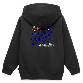 Australien Down Under - Kinder Premium Organic Zip Hoodie - Schwarz - Hinten - AI Model Kid Male (0cm)