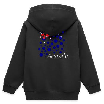 Australia - Kinder Premium Organic Zip Hoodie - Schwarz - Hinten - AI Model Kid Male (0cm)