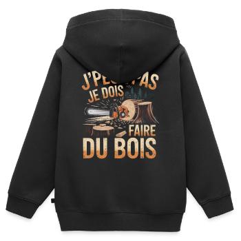Ich kann nicht, ich muss Holz machen - Kinder Premium Organic Zip Hoodie - Schwarz - Hinten - AI Model Kid Male (0cm)