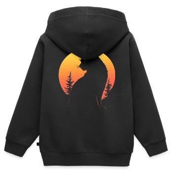 Luchs - Kinder Premium Organic Zip Hoodie - Schwarz - Hinten - AI Model Kid Male (0cm)