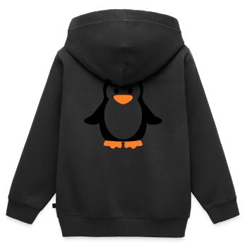 Pinguin - Kinder Premium Organic Zip Hoodie - Schwarz - Hinten - AI Model Kid Male (0cm)