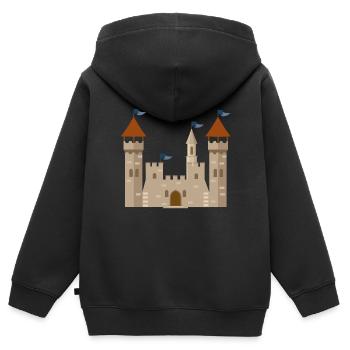 ritterburg - Kinder Premium Organic Zip Hoodie - Schwarz - Hinten - AI Model Kid Male (0cm)