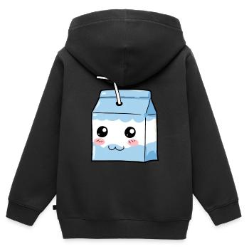Milch Erfrischung Getränk Trinken Geschenk - Kinder Premium Organic Zip Hoodie - Schwarz - Hinten - AI Model Kid Male (0cm)