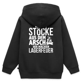 Lagerfeuer - Kinder Premium Organic Zip Hoodie - Schwarz - Hinten - AI Model Kid Male (0cm)