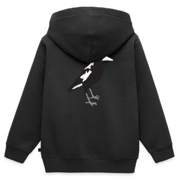 Maggie pie visage sérieux - Sweat Premium à capuche zippé enfant bio - noir - Dos - AI Model Kid Male (0cm)