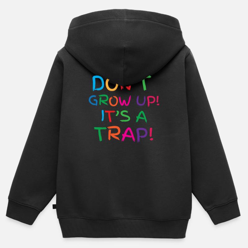 Ne grandis pas! c'est un piège! - Sweat Premium à capuche zippé enfant bio - noir