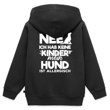 Nee ich habe keine Kinder Hund ist allergisch - Kinder Premium Organic Zip Hoodie - Schwarz - Hinten - AI Model Kid Male (0cm)