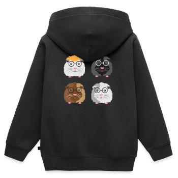Quatre petits cochons d'Inde ringards avec des lunettes - Sweat Premium à capuche zippé enfant bio - noir - Dos - AI Model Kid Male (0cm)