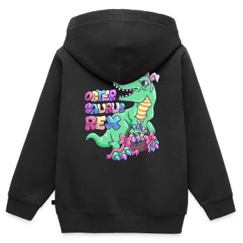 Osterhase Dinosaurier Tyrannosaurus Geschenk - Kinder Premium Organic Zip Hoodie - Schwarz - Hinten - AI Model Kid Male (0cm)