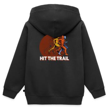 Trail Running & Berglauf, Hit the Trail - Kinder Premium Organic Zip Hoodie - Schwarz - Hinten - AI Model Kid Male (0cm)