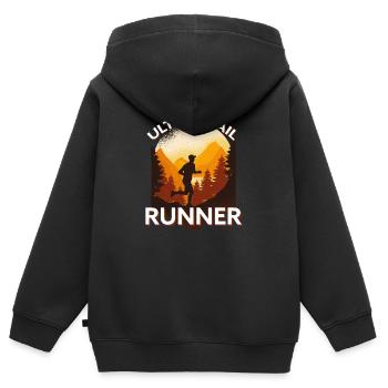 Trail Running & Berglauf, Ultra Trail Runner - Kinder Premium Organic Zip Hoodie - Schwarz - Hinten - AI Model Kid Male (0cm)