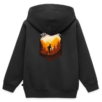 Trail Running & Berglauf, Ultra Trail Runner - Kinder Premium Organic Zip Hoodie - Schwarz - Hinten - AI Model Kid Male (0cm)