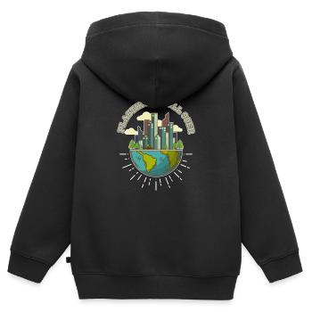 Plastique Années 90 Protection Du Climat - Sweat Premium à capuche zippé enfant bio - noir - Dos - AI Model Kid Male (0cm)