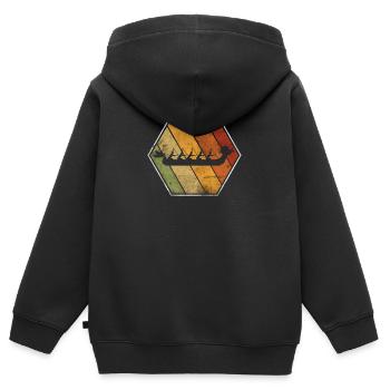 Drachenboot Retro Vintage Paddler Paddelboot - Kinder Premium Organic Zip Hoodie - Schwarz - Hinten - AI Model Kid Male (0cm)