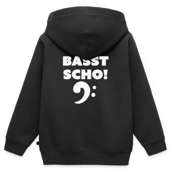Basst scho, Geschenk Tuba - Kinder Premium Organic Zip Hoodie - Schwarz - Hinten - AI Model Kid Male (0cm)