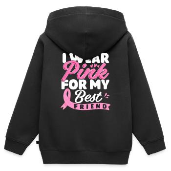 Ich trage Pink für meine beste Freundin Brustkrebs - Kinder Premium Organic Zip Hoodie - Schwarz - Hinten - AI Model Kid Male (0cm)