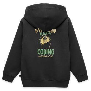 My Brain is 95% Coding Full Stack Coder Software - Kids Premium Organic Zip-up Hoodie - black - Back - AI Model Kid Male (0cm)