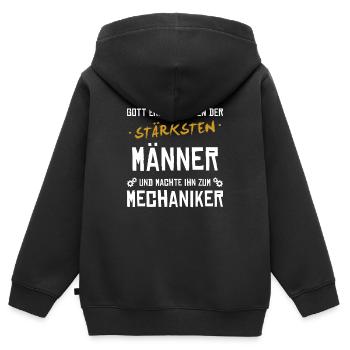 Mechaniker Stärkster Mann Mechatroniker Kfz - Kinder Premium Organic Zip Hoodie - Schwarz - Hinten - AI Model Kid Male (0cm)
