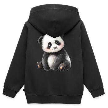Süßer Baby Panda - Kinder Premium Organic Zip Hoodie - Schwarz - Hinten - AI Model Kid Male (0cm)