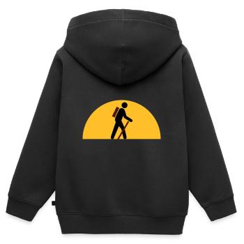 ★ Couleurs de conception modifiables ★ Randonneurs, corps célestes - Sweat Premium à capuche zippé enfant bio - noir - Dos - AI Model Kid Male (0cm)