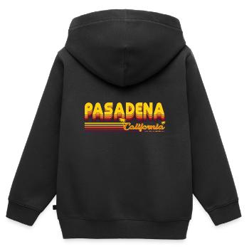 Pasadena California Design - Sweat Premium à capuche zippé enfant bio - noir - Dos - AI Model Kid Male (0cm)