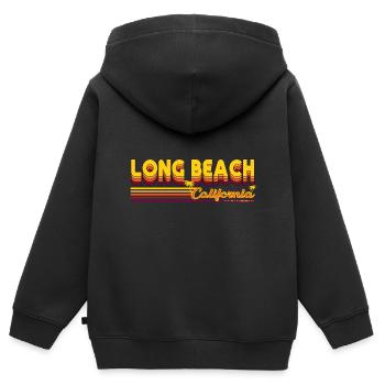 Long Beach Californien USA - Kinder Premium Organic Zip Hoodie - Schwarz - Hinten - AI Model Kid Male (0cm)