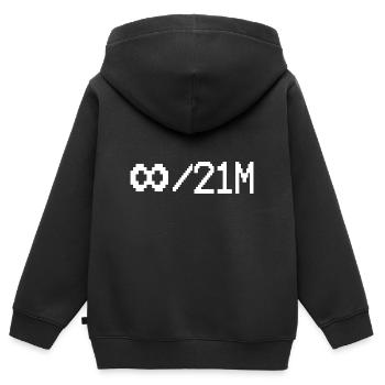 Bitcoin 21 Million - Kinder Premium Organic Zip Hoodie - Schwarz - Hinten - AI Model Kid Male (0cm)