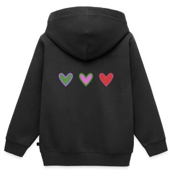 HERZ. HERZ. VALENTINSTAG. LIEBE. LIEBE - Kinder Premium Organic Zip Hoodie - Schwarz - Hinten - AI Model Kid Male (0cm)