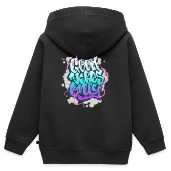 Paroles cool - Sweat Premium à capuche zippé enfant bio - noir - Dos - AI Model Kid Male (0cm)