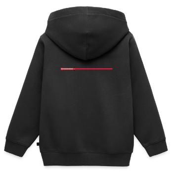 Sabre laser rouge - Sweat Premium à capuche zippé enfant bio - noir - Dos - AI Model Kid Male (0cm)