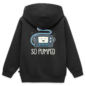 Pompe à insuline drôle de type 1 donc pompée - Sweat Premium à capuche zippé enfant bio - noir - Dos - AI Model Kid Male (0cm)