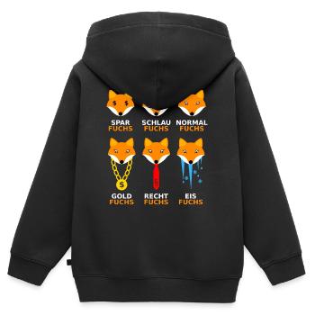 Füchse in verschiedenen Themen - Kinder Premium Organic Zip Hoodie - Schwarz - Hinten - AI Model Kid Male (0cm)