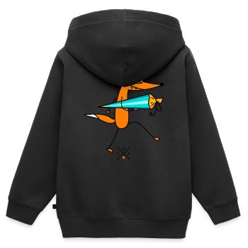 Schlauer Fuchs mit Zuckertüte - Kinder Premium Organic Zip Hoodie - Schwarz - Hinten - AI Model Kid Male (0cm)
