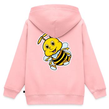 Biene - Kinder Premium Organic Zip Hoodie - Rosa - Hinten - AI Model Kid Female (0cm)