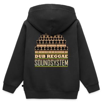 Système de son Dub reggae - Sweat Premium à capuche zippé enfant bio - noir - Dos - AI Model Kid Male (0cm)