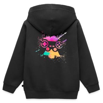 joueur - Sweat Premium à capuche zippé enfant bio - noir - Dos - AI Model Kid Male (0cm)