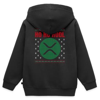 Ho Ho Hodl XRP I Ugly Christmas Xmas Ripple - Sweat Premium à capuche zippé enfant bio - noir - Dos - AI Model Kid Male (0cm)